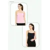 Women Summer Camisoles Pink Black thumbnail